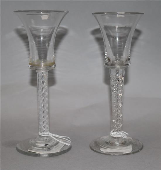 Two airtwist wine glasses, c.1750